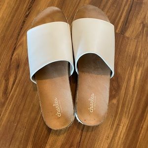 Charles David white espadrille slides 9.5 worn 1x